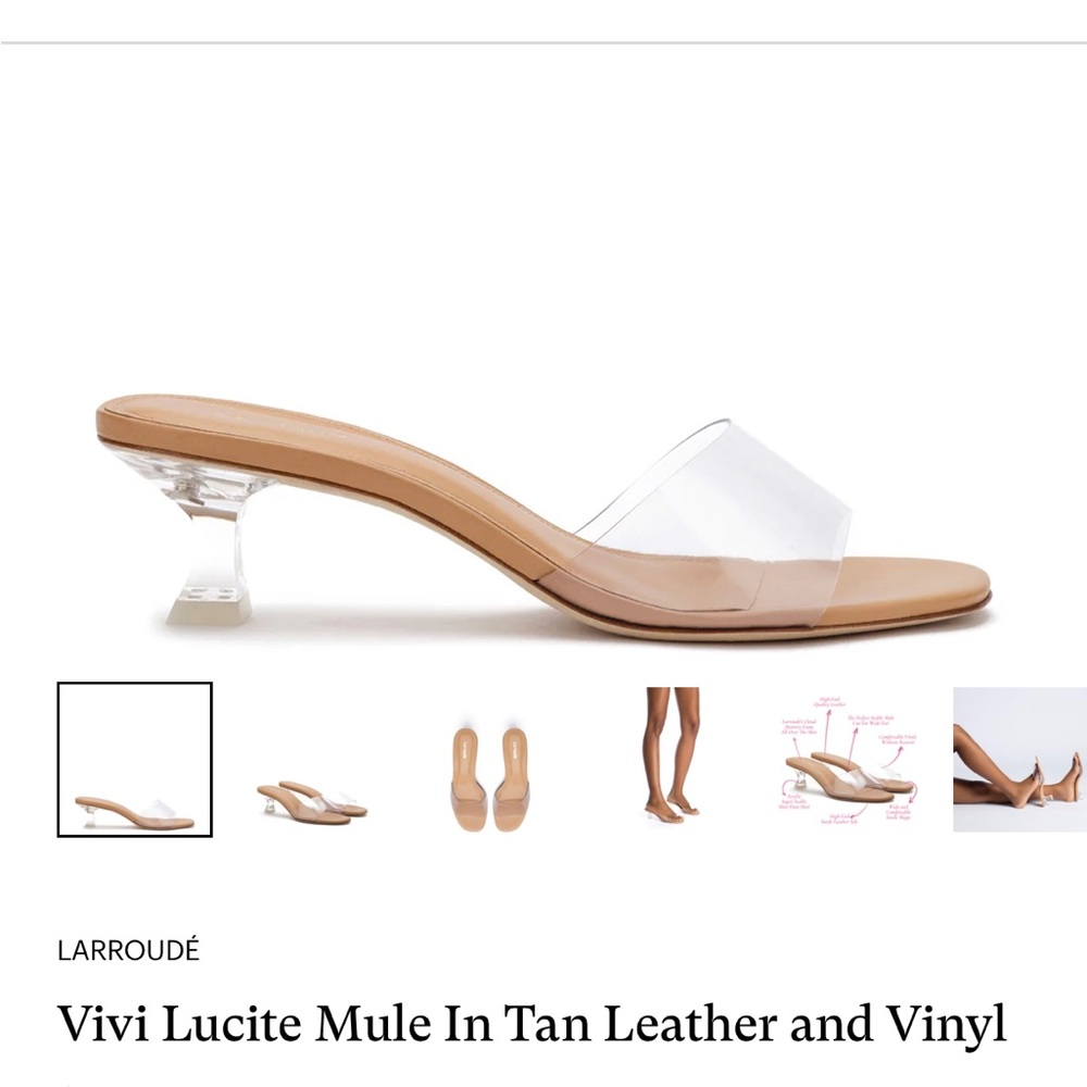 NIB Larroude Vivi Lucite, Vinyl Clear Kid Skin Tan, Size Women’s 9